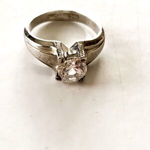 Vintage Silver Ring with Clear Gemstone 18K GF